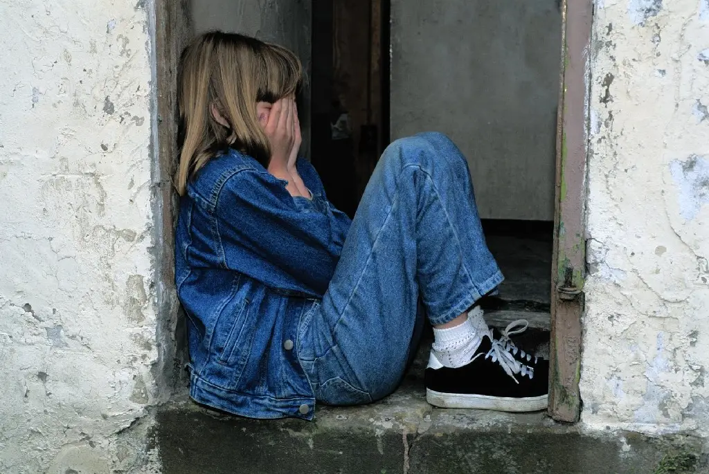 young girl crying