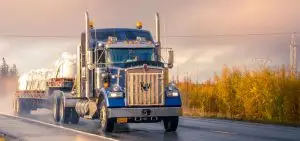 semi truck with a heavy load