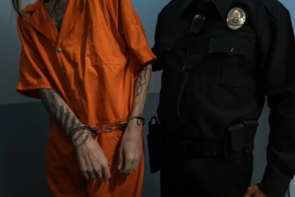 arrested in jail with handcuffs