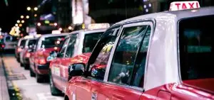 line of taxi's waiting