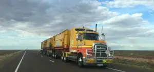 large semi truck with dual trailers